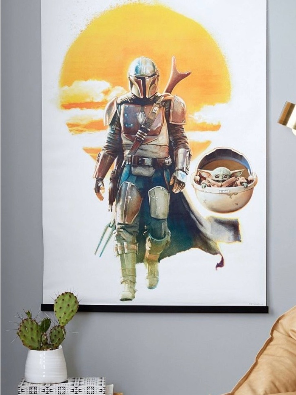 Pottery Barn Star Wars The Mandalorian Poster with Grogu - Yellow Sun